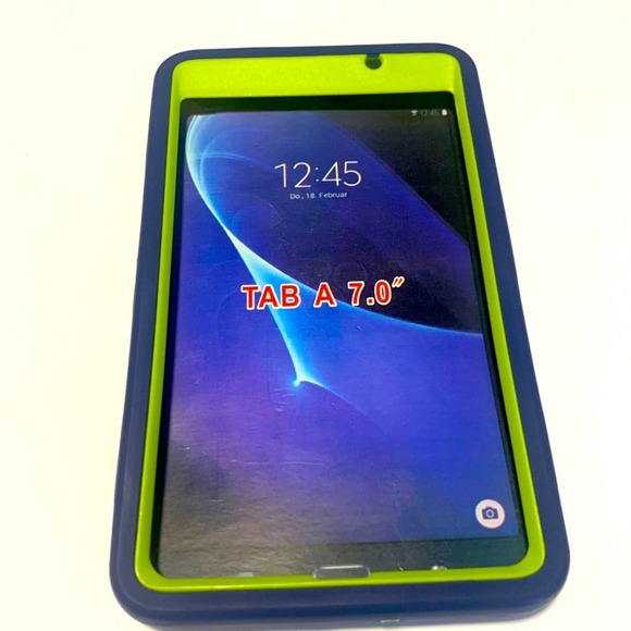 Samsung Galaxy Tab A 7” Hard Case New Blue Neon Green Tablet Accessories Unisex - Picture 1 of 7